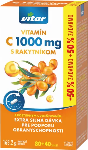 VITAR VITAMIN C 1000 mg mit Sanddorn, 80+40 Tabl.