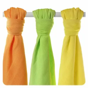 XKKO BMB Bambuswindel Farben 70x70 - MIX Limette, Zitrone, Orange (3 Stück)