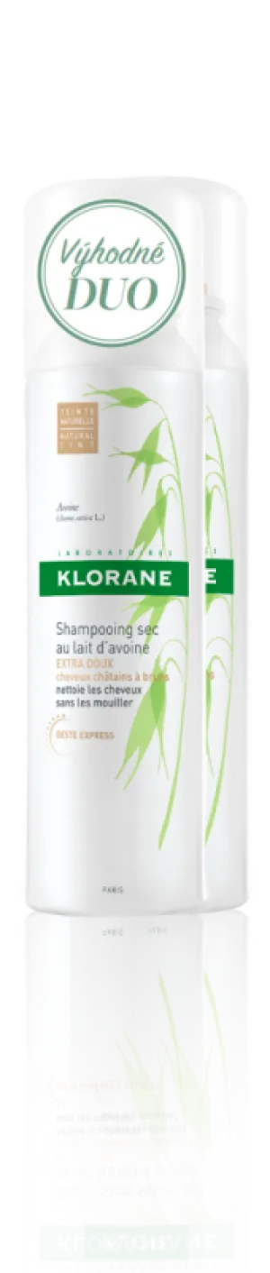 Klorane Trockenshampoo mit Hafermilch für kastanienbraunes bis braunes Haar, 2 x 150 ml