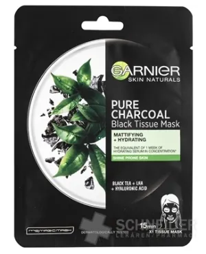 GARNIER Skin Black Mask PURE CHARCOAL Schwarzer Tee
