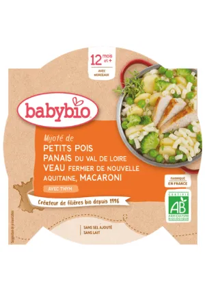BabyBIO Erbsen, Pastinaken, Kalbfleisch mit Makkaroni