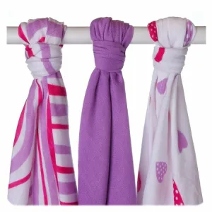 XKKO BMB Bambuswindel Hearts&amp;Waves 70x70 - Lilac MIX (3 Stück)