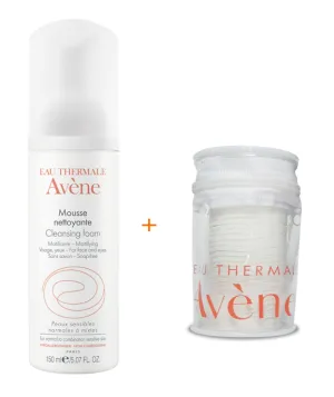 Avene Reinigungsschaum für normale und Mischhaut 150 ml + Make-up-Entferner-Pads