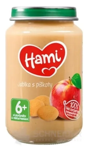 Hami-Fruchtbeilage Apfel mit Biskuitkuchen