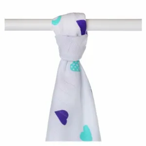 XKKO BMB Bambushandtuch Hearts&amp;Waves - Ocean Blue Hearts, 90x100, (1Stk)