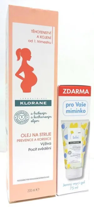 Klorane Maman Öl gegen Dehnungsstreifen 200 ml + Waschgel 75 ml